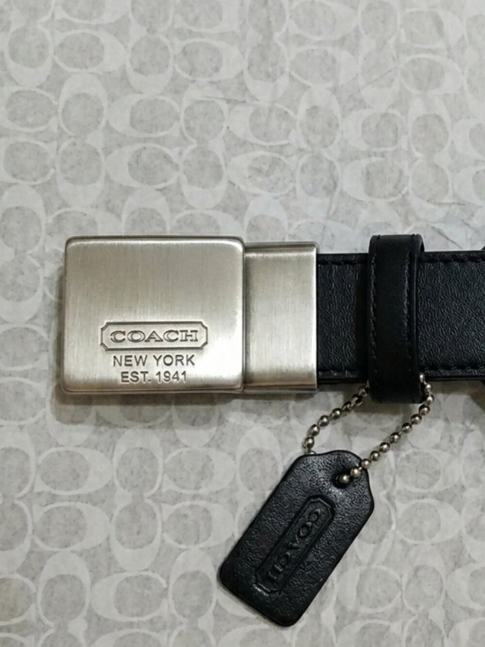 New, Coach Black Polished Calfskin Trademark Logo Buckle Belt - Picture 3 of 16